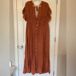 Vici Rust Button Down Maxi Dress